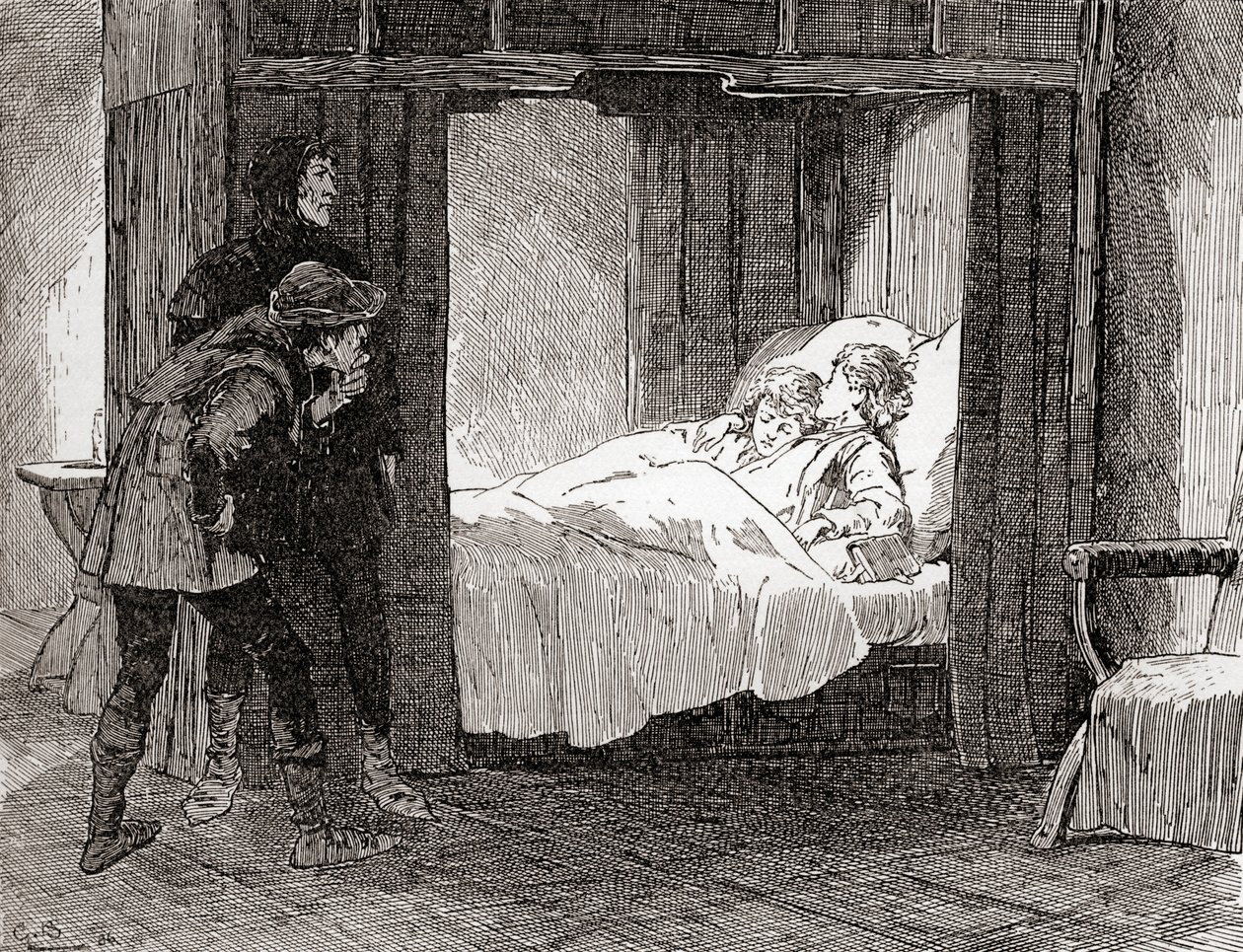 Scène de la pièce de William Shakespeare, Richard III, Acte IV, Scène 3, de Les Œuvres de William Shakespeare, publié en 1896 - Gordon Frederick Browne