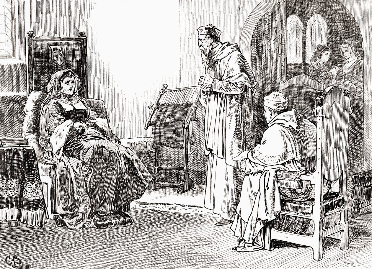 Scène de la pièce de William Shakespeare, Henri VIII, Acte III, Scène 1, de Les Œuvres de William Shakespeare, publié en 1896 - Gordon Frederick Browne