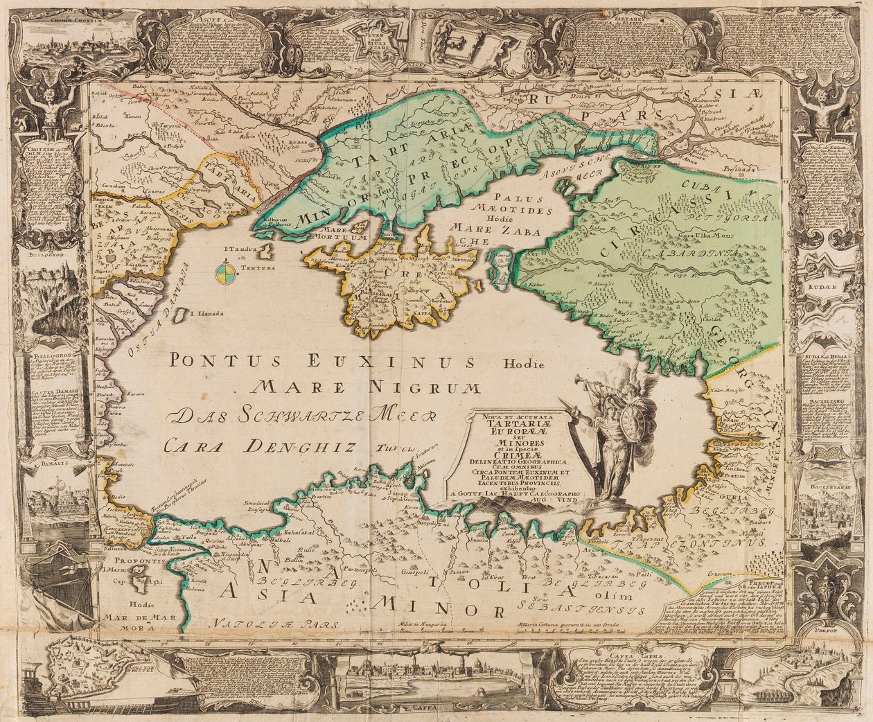 Carte de la mer Noire et de la Crimée, vers 1740 - Gottfried Jacob Haupt