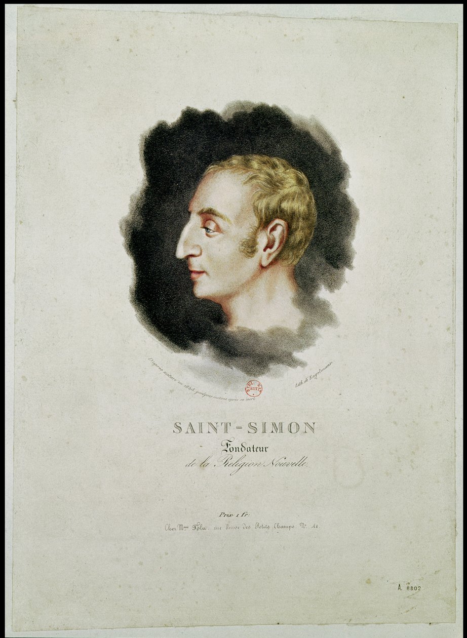 Portrait de Claude Henri de Rouvroy, Comte de Saint-Simon (1760-1825) peu après sa mort, 1825 - Gottfried or Godefroy Engelmann