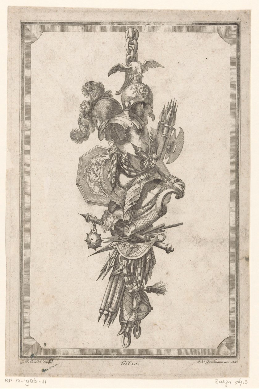 Trophée avec casques et armure - Gottlieb Friedrich Riedel