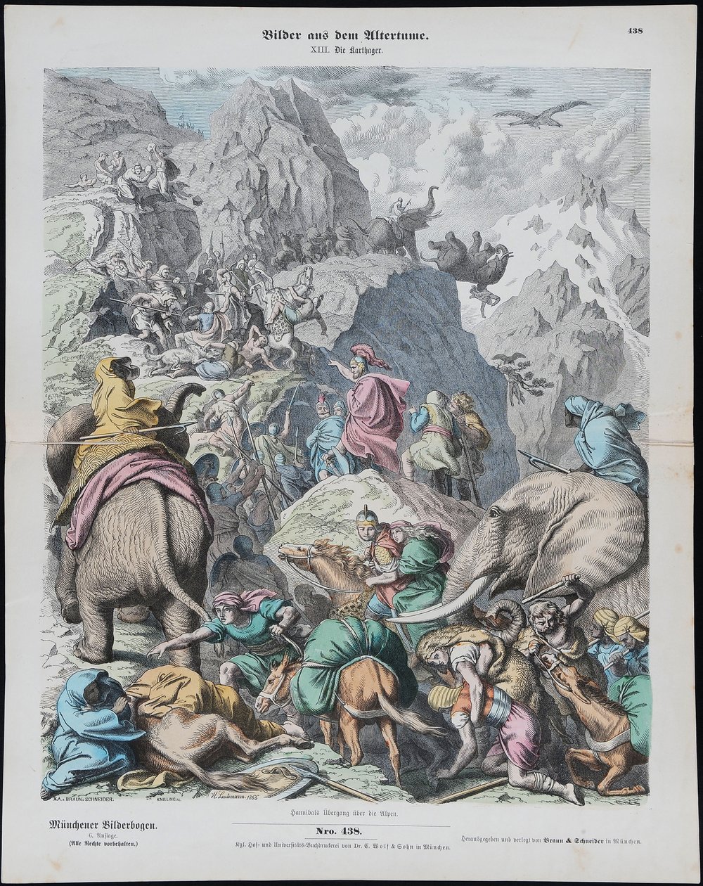 Hannibal traverse les Alpes de Münchener Bilderbogen - Gottlob Heinrich Leutemann