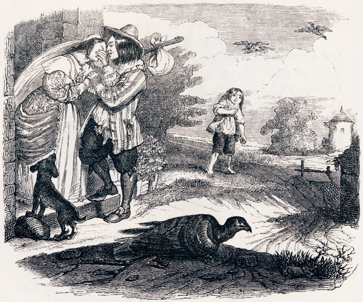 Les deux pigeons - Fables de La Fontaine - Grandville