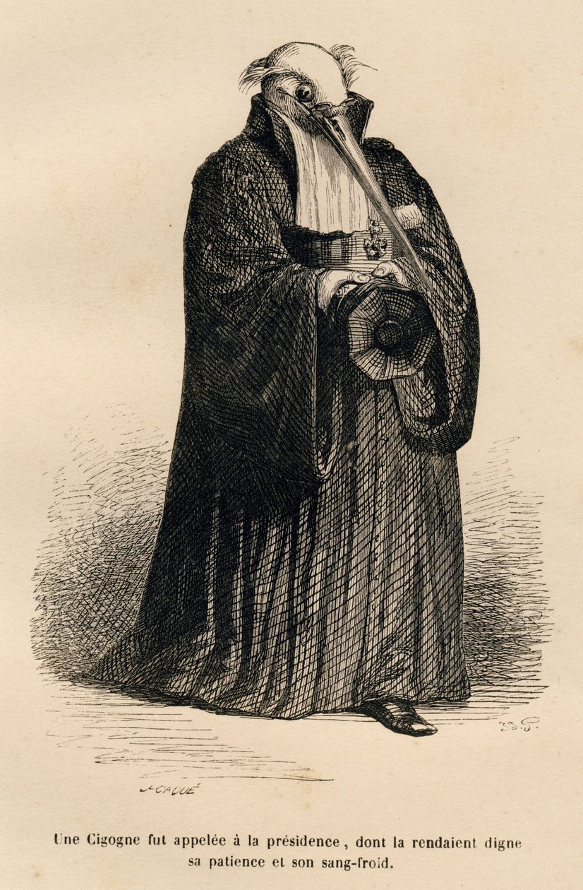 Cigogne en juge (Cour criminelle de justice animale) - Grandville