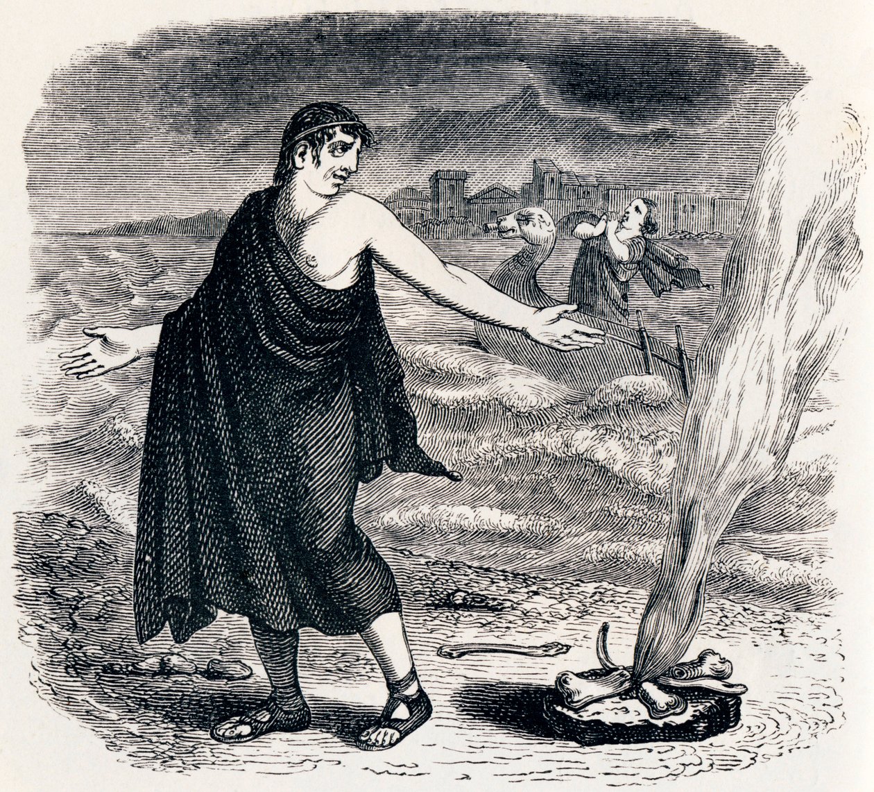 Jupiter et le passager - Fables de La Fontaine - Grandville