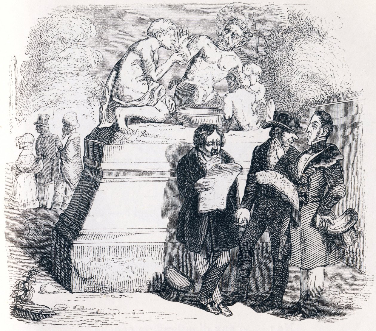 Le satyre et le passant - Fables de La Fontaine - Grandville