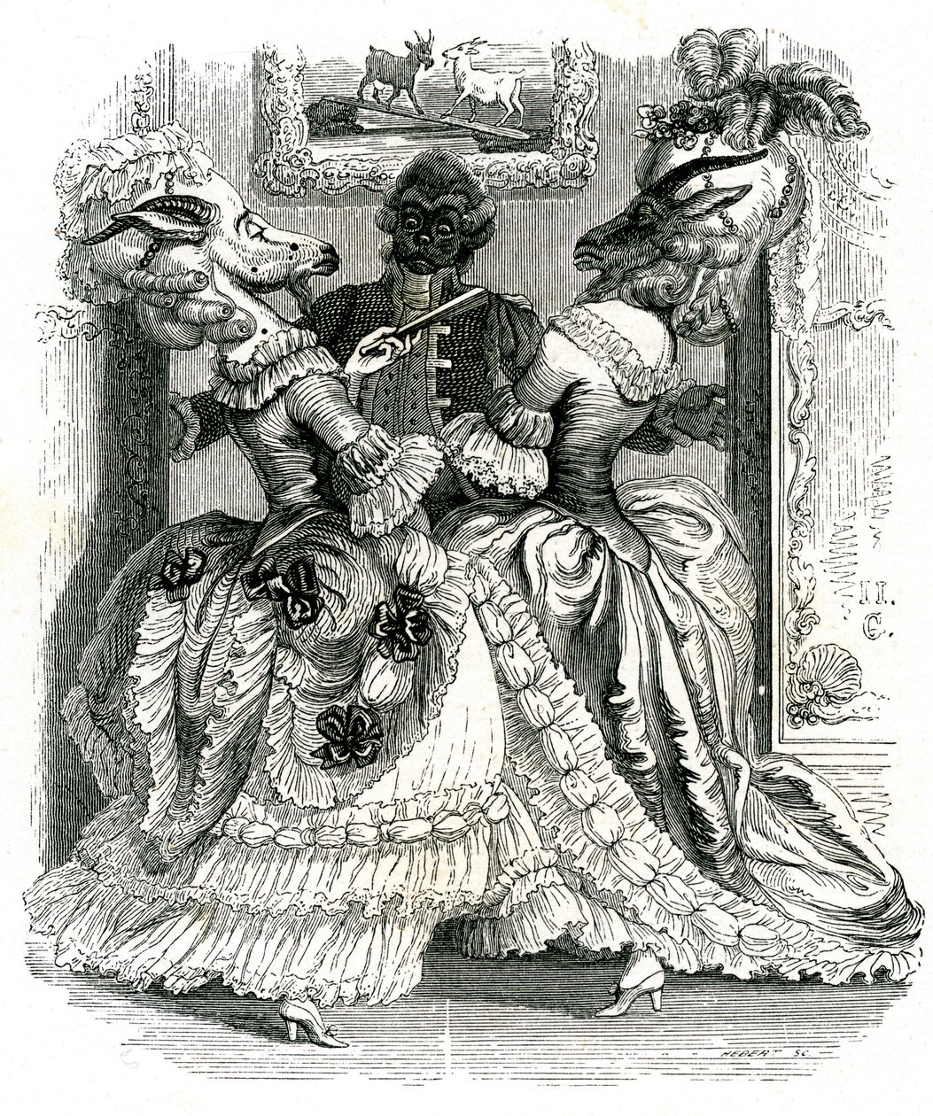 Les deux chèvres : La fable de La Fontaine - Grandville (1803-47)