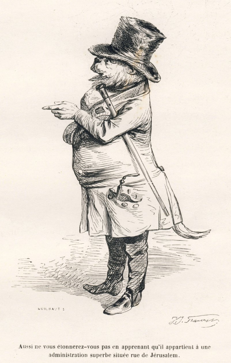 ... il appartient à une administration superbe située rue de Jérusalem. Vignettes illustrées par JJ Granville. Gravure signée Guilbaut dans la partie intitulée "Voyage d