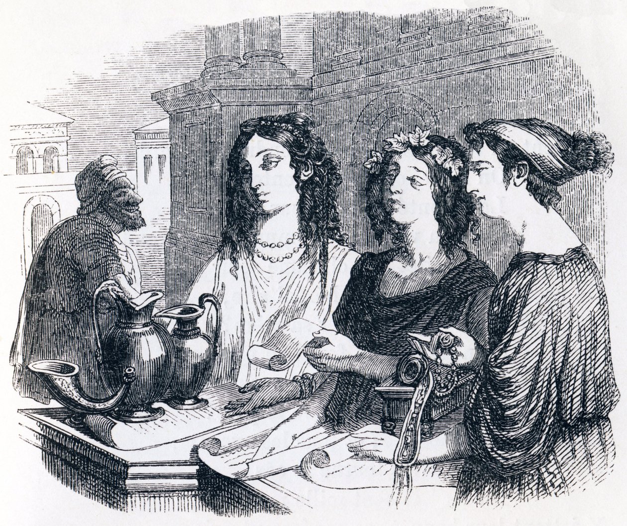 Testament expliqué par Ésope - Fables de La Fontaine - Grandville