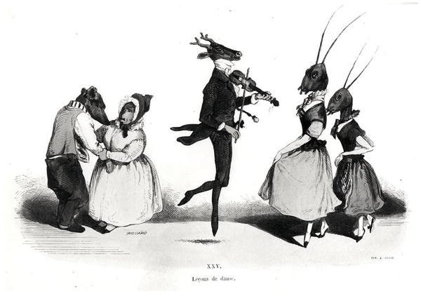 Un couple de chiens, de la série Les Métamorphoses du Jour - Grandville
