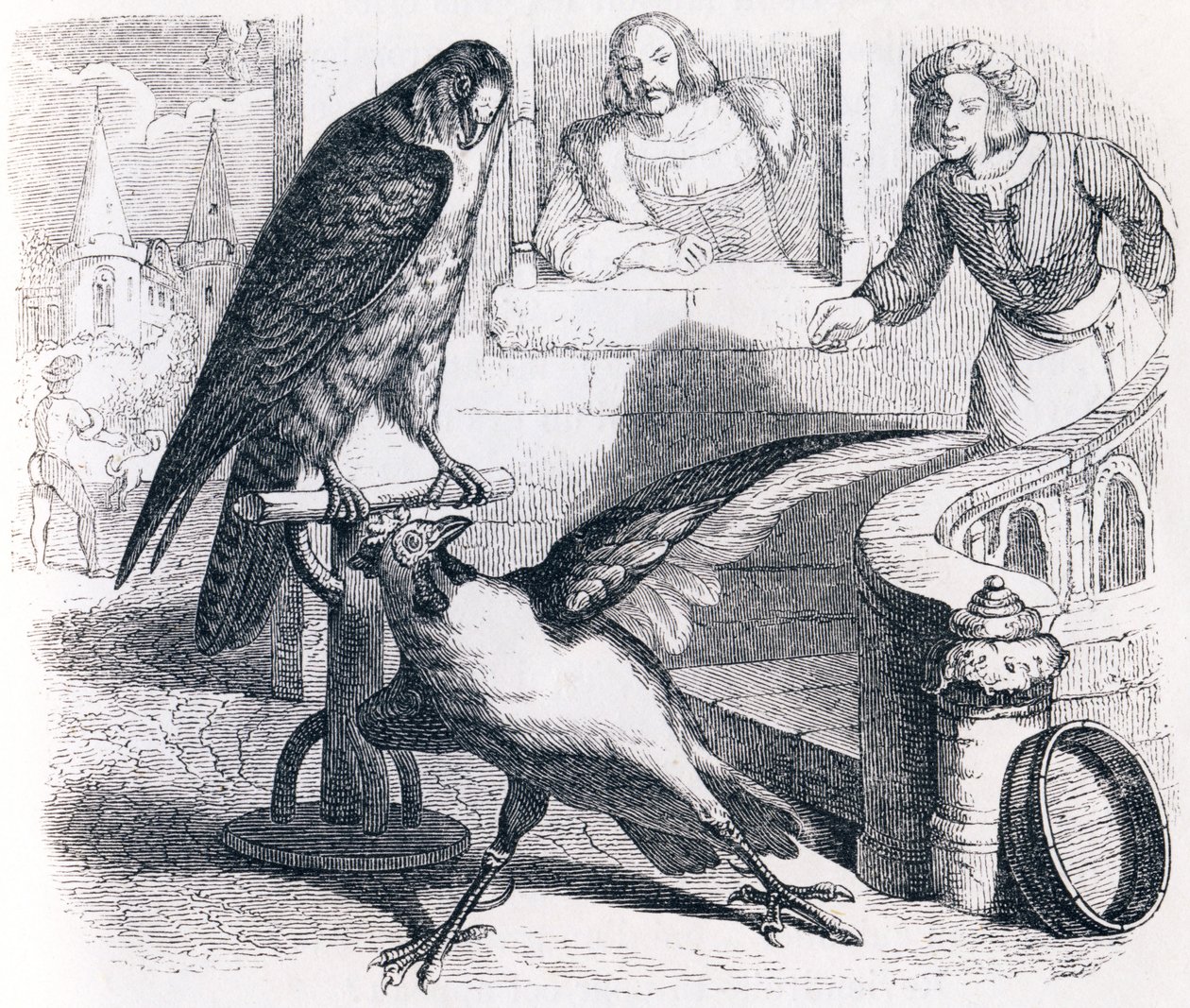 Le faucon et le chapon - Grandville