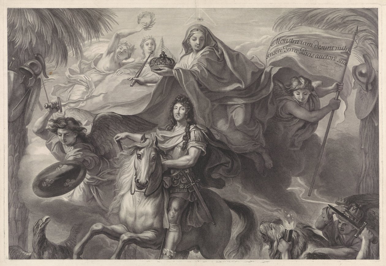 Portrait équestre allégorique de Louis XIV, roi de France - Gérard Edelinck