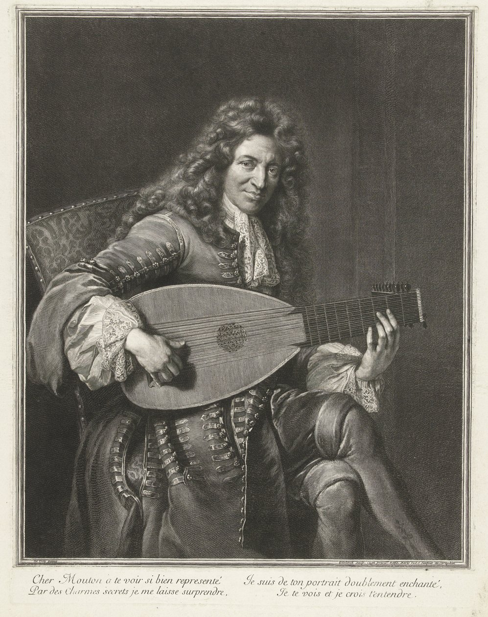Portrait du compositeur Charles Mouton (c.1626-1710) - Gérard Edelinck