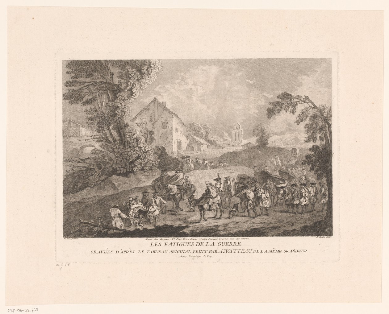 Paysage avec groupe de soldats en marche - Gérard Jean Baptiste Scotin (II)