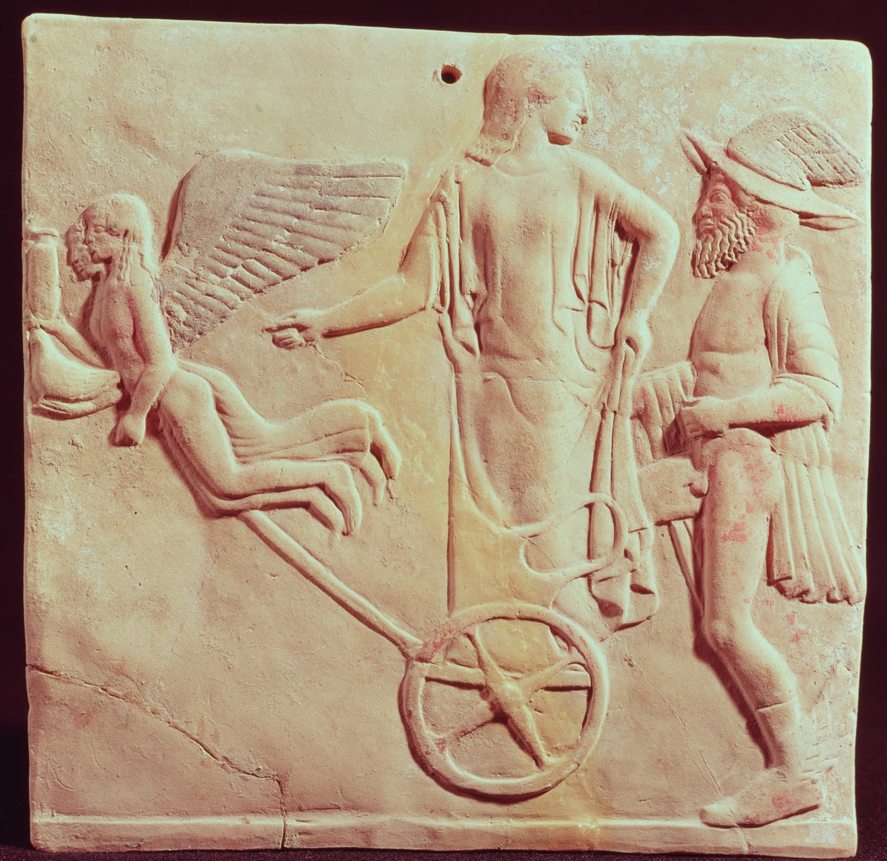 Aphrodite et Hermès sur un char tiré par Éros et Psyché, 470 av. J.-C. - Greek