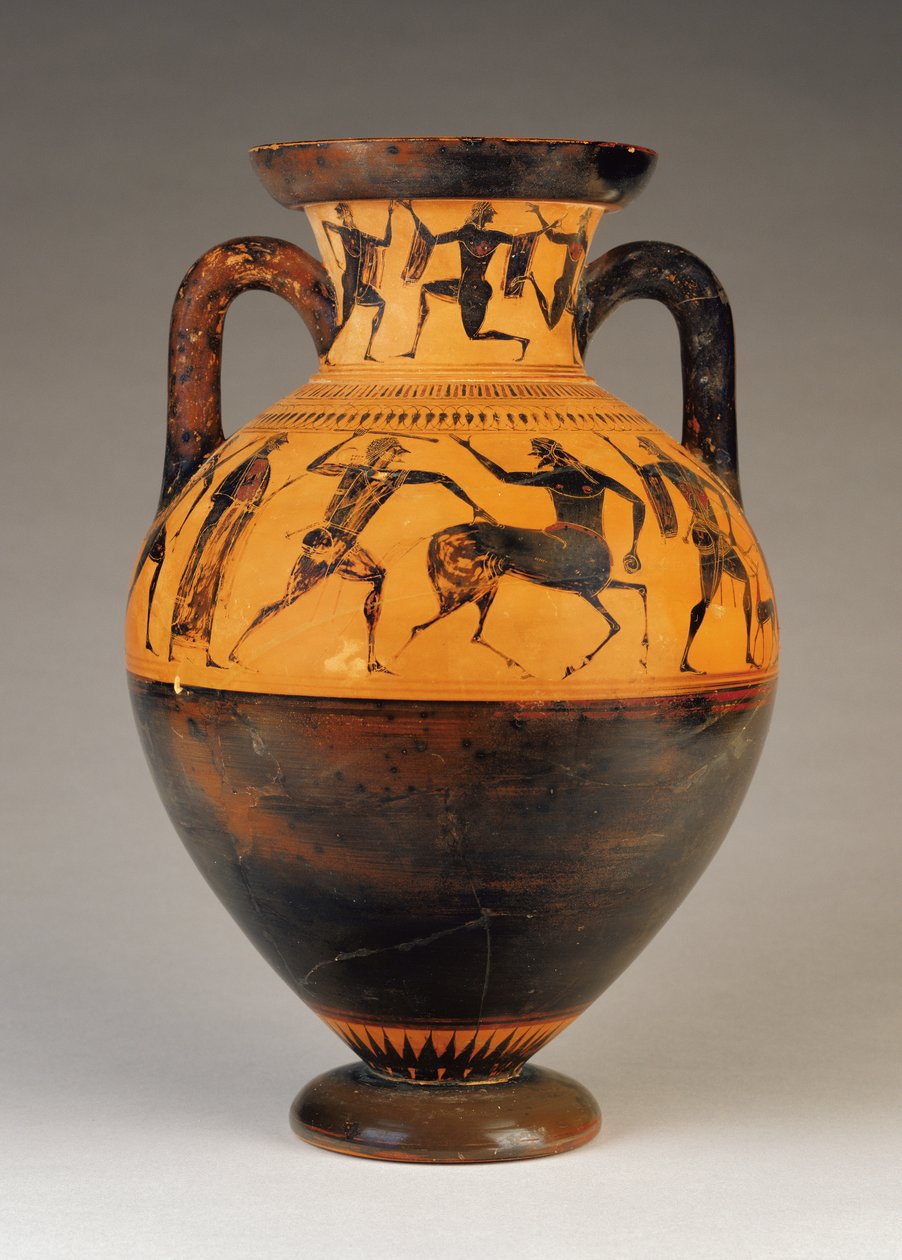 Amphore à col noir attique avec Héraclès poursuivant un centaure, vers 530 av. J.-C. - Greek