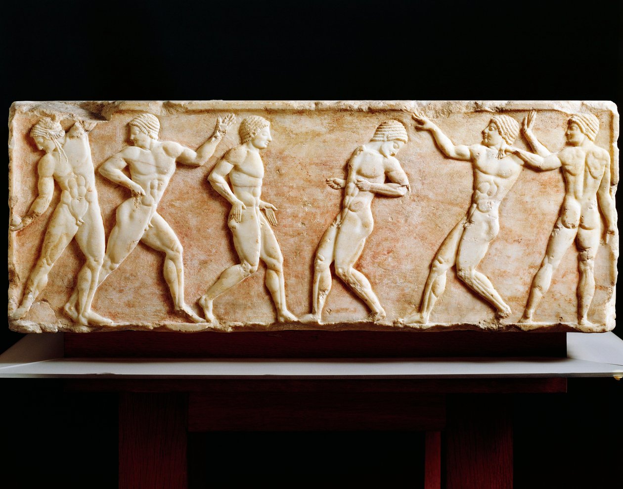 Civilisation grecque, Stèle représentant des athlètes au gymnase, De la nécropole de Kerameikos à Athènes, Grèce, 510 av. J.-C. - Greek