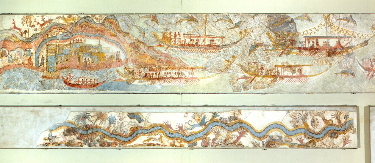 Expéditions navales et paysage fluvial, fresque d