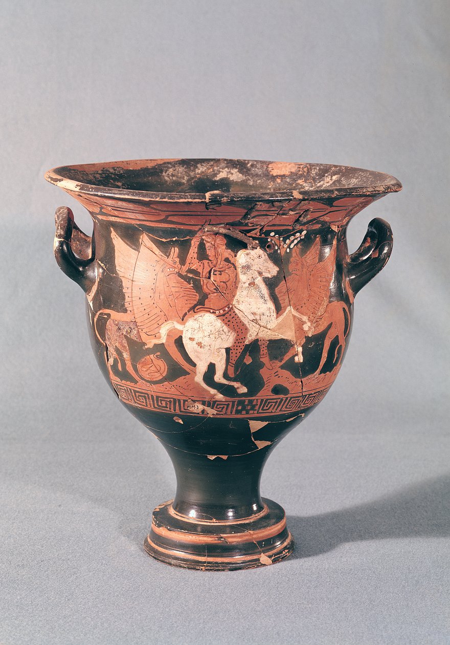 Cratère à figures rouges représentant des amazones et des griffons - Greek School