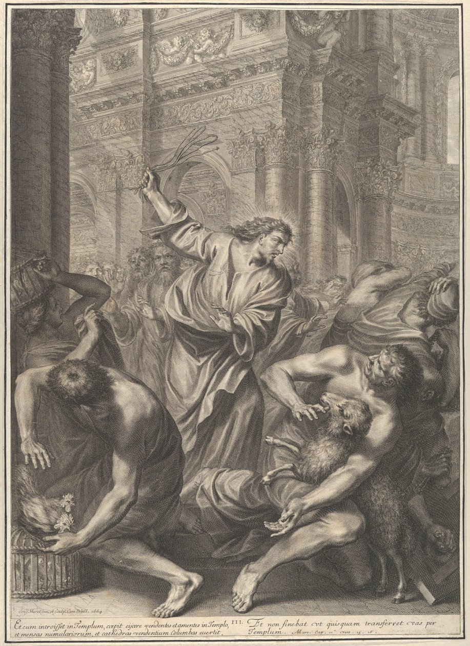 Le Christ chassant les marchands du Temple, tiré de *La Passion du Christ*, planche 3 - Gregoire Huret