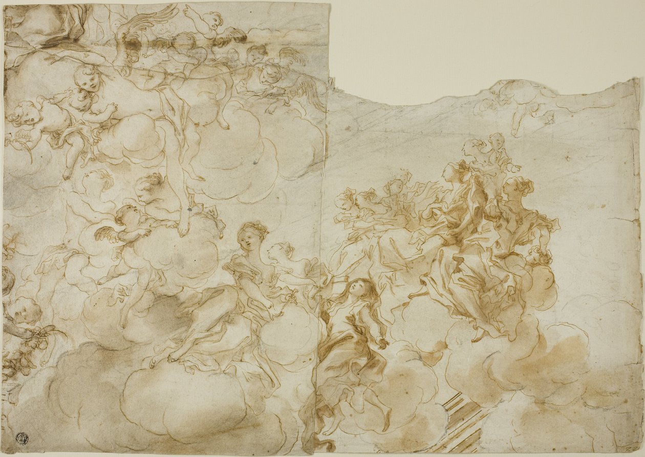 Figures féminines avec Putti dans les nuages - Gregorio de