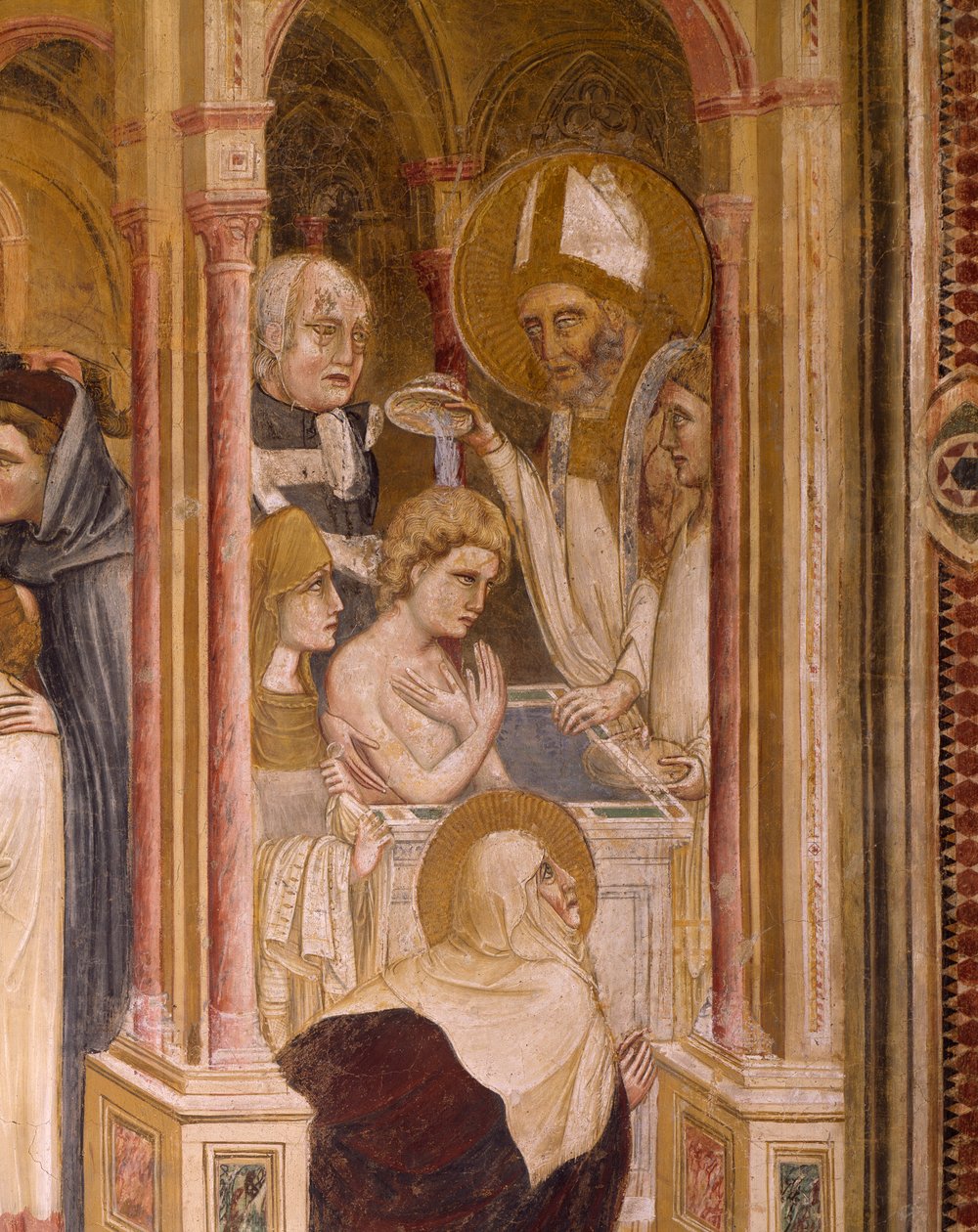 Baptême de Saint Augustin, par Guariento, fresque - Guariento di Arpo