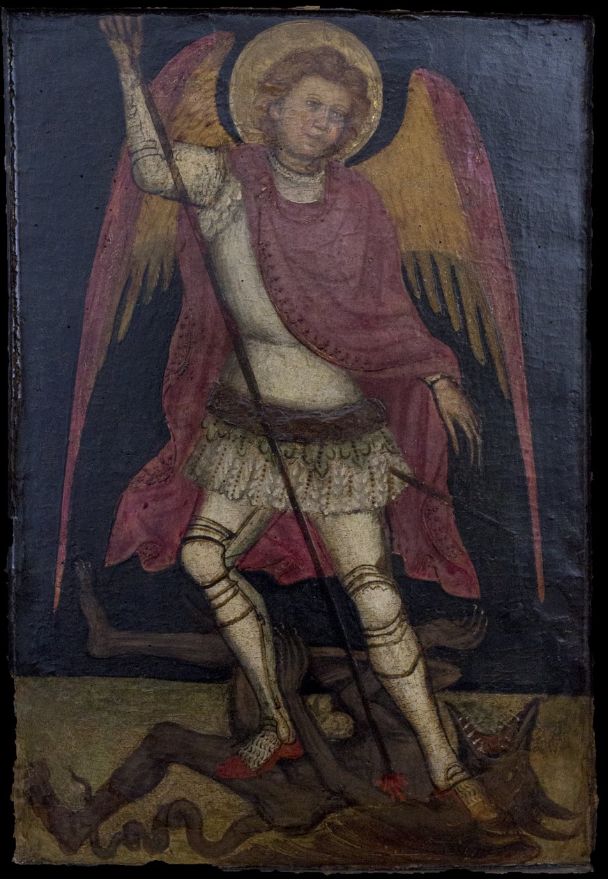 Saint Michel Archange lutte contre Satan. - Guariento di Arpo