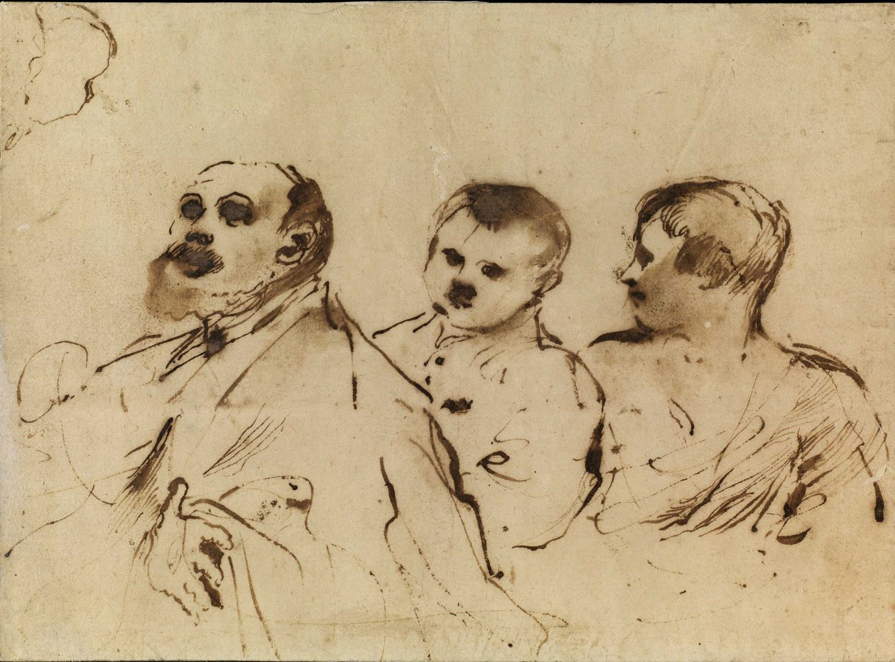 Un évêque avec deux enfants - Guercino