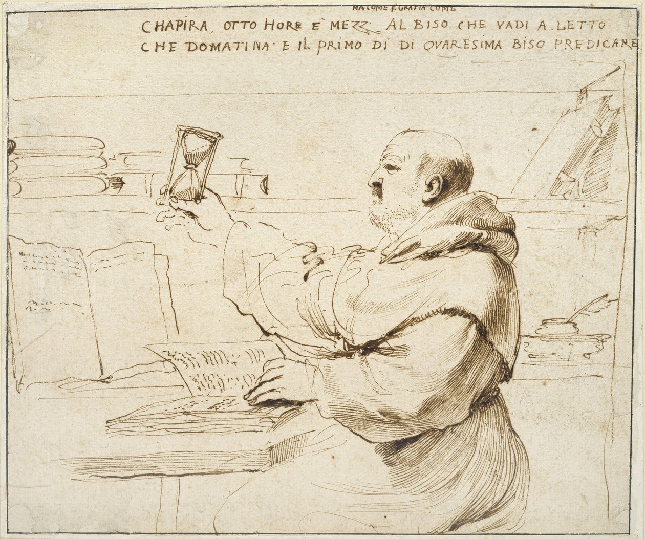 Caricature de Fra Bonaventura Bisi, 1655 - 1659 - Giovanni Francesco Barbieri
