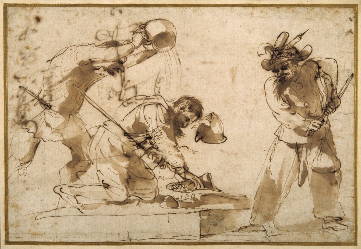 Sujet satirique avec des personnages de la Commedia dell