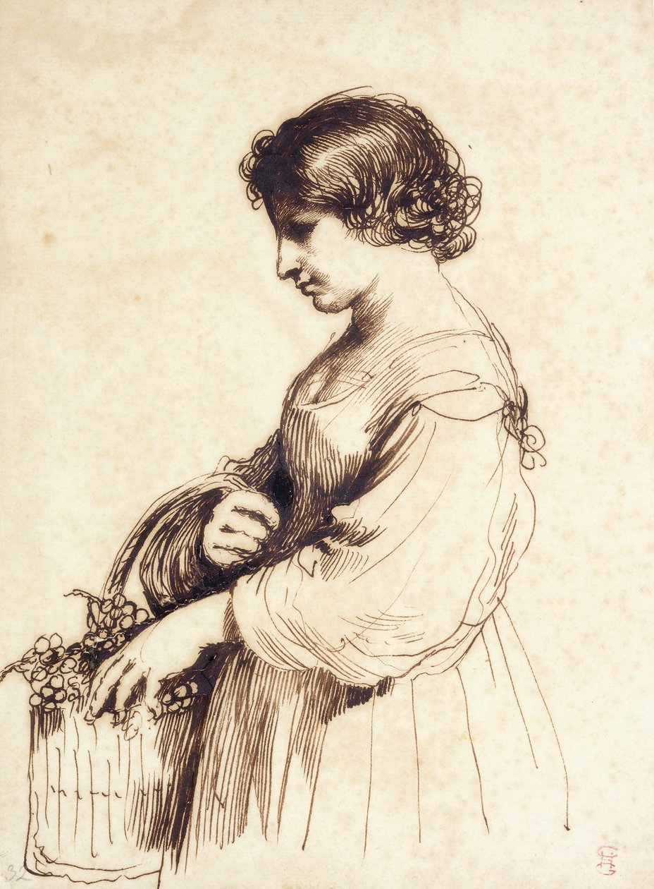 Une jeune femme tenant un panier de fruits - Guercino