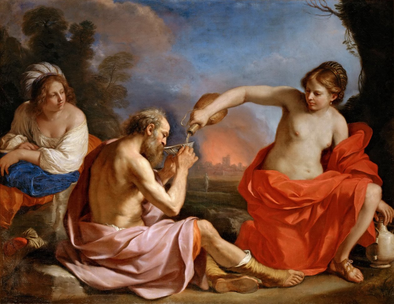 Français :  Loth et ses filles Lot et ses filles - Guercino