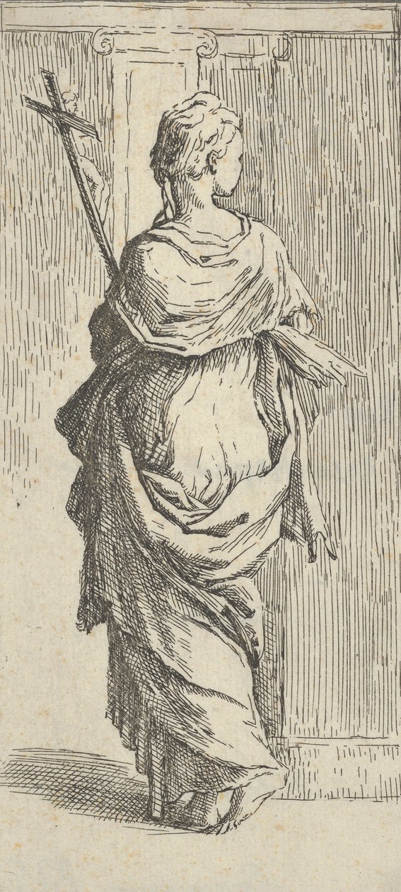 Fille portant un crucifix et marchant vers un pilastre, vue de dos, vers 1590-1600 - Guido Reni