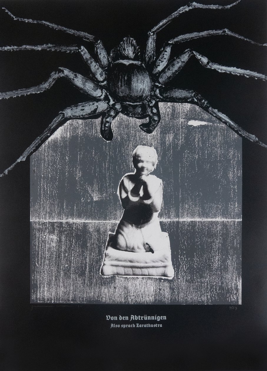 Sur les apostats, Ainsi parlait Zarathoustra, 2025 (gravure sur bois et sérigraphie) - Guilherme Pontes