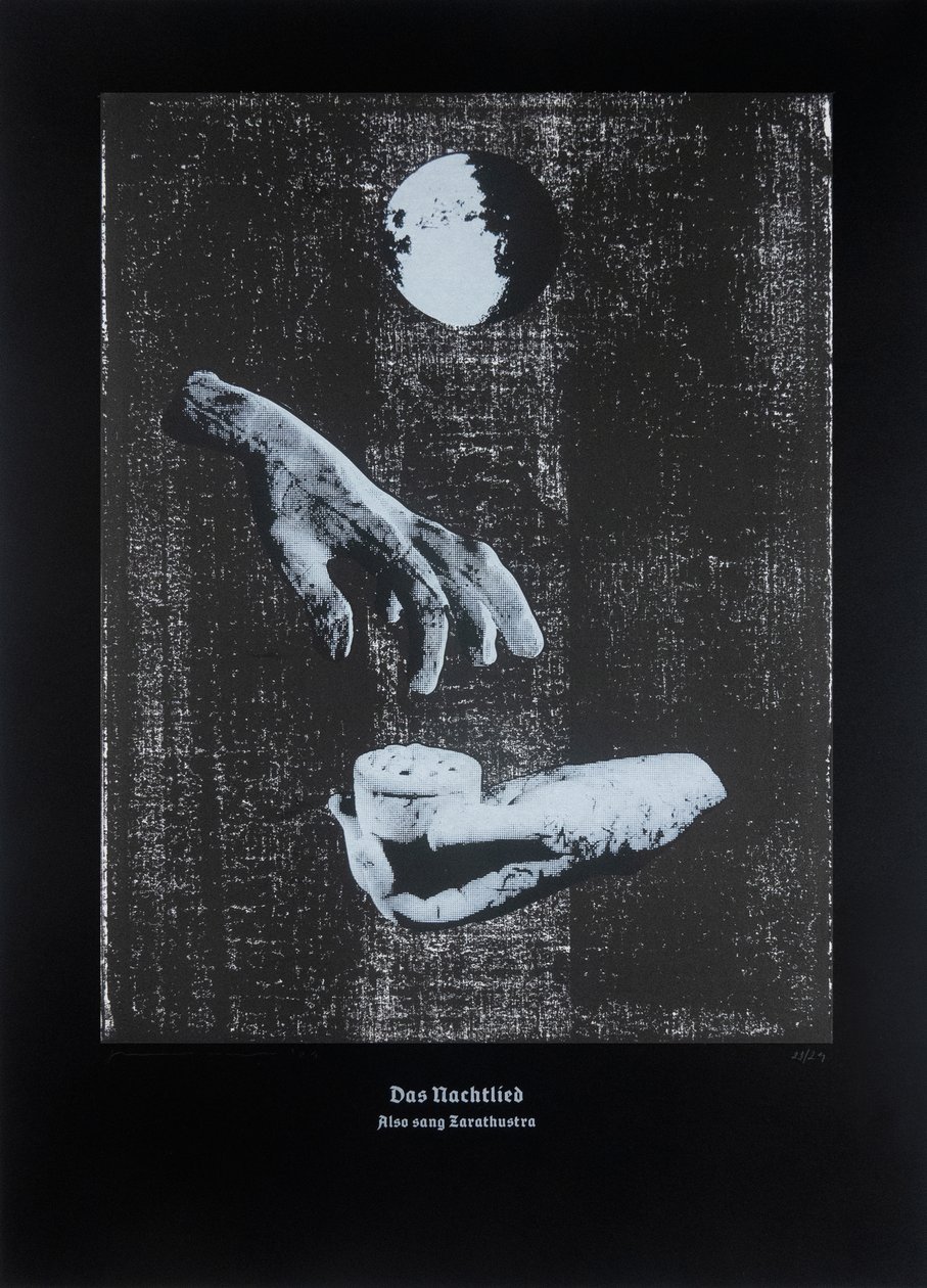Le chant de la nuit, Ainsi parlait Zarathoustra, 2024 (gravure sur bois et sérigraphie) - Guilherme Pontes