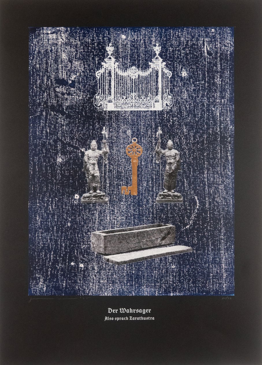 Le devin, Ainsi parlait Zarathoustra, 2025 (gravure sur bois et sérigraphie) - Guilherme Pontes