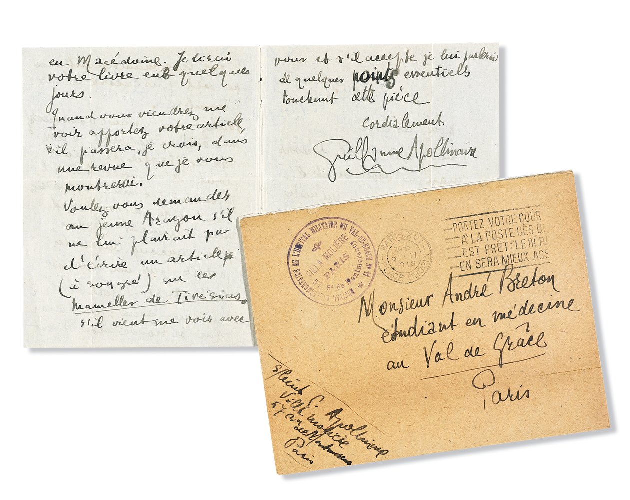 Lettre à André Breton, 1918 - Guillaume Apollinaire