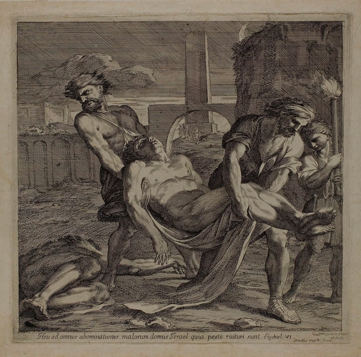 Les saints Abdon et Sennen enterrent les restes de martyrs chrétiens - Guillaume Courtois