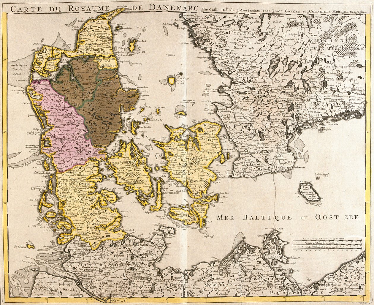 Carte du Royaume du Danemark (gravure) - Guillaume Delisle