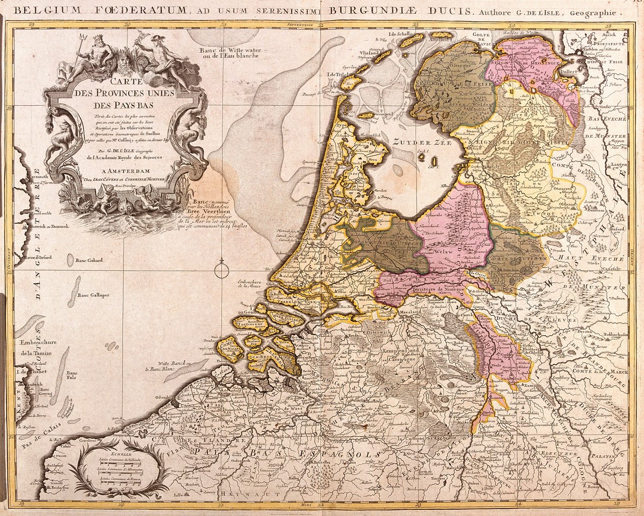 Carte des Provinces-Unies des Pays-Bas - Guillaume Delisle