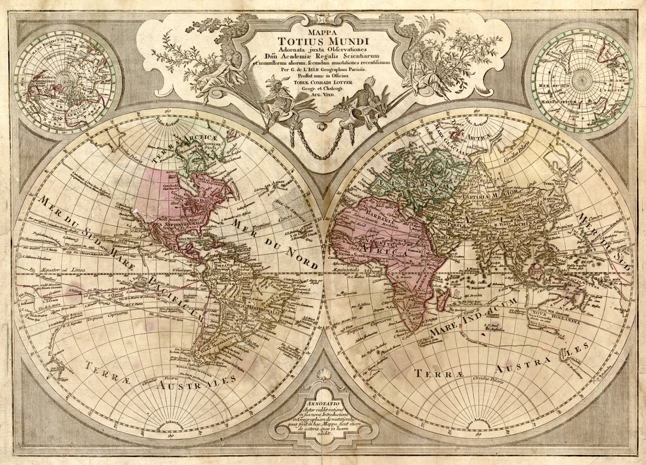 Mappa totius mundi - adornata juxta observationes dnn. academiae regalis scientiarum et nonnullorum aliorum secundum annotationes recentissimas LOC 2006627254 - Guillaume Delisle