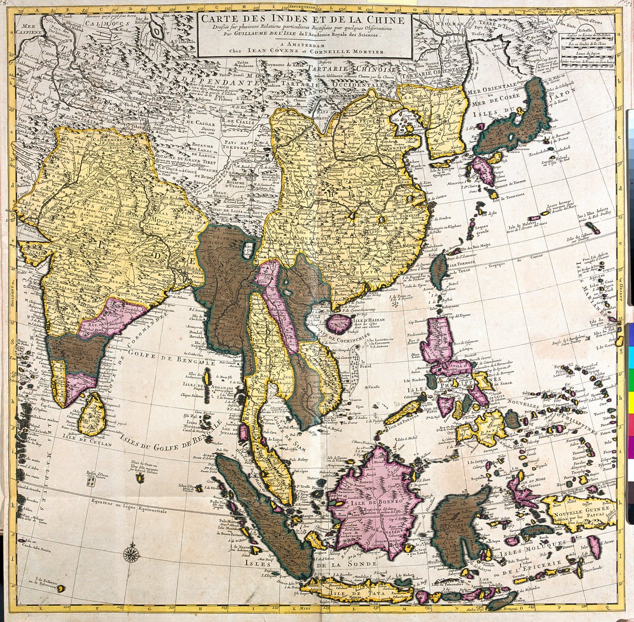 Pakistan, Inde, Népal, Bhoutan, Bangladesh, Sri Lanka, Chine orientale, Corée du Nord, Corée du Sud, Japon, Birmanie, Thaïlande, Laos, Vietnam, Cambodge, Indonésie, Philippines, Malaisie. - Guillaume Delisle