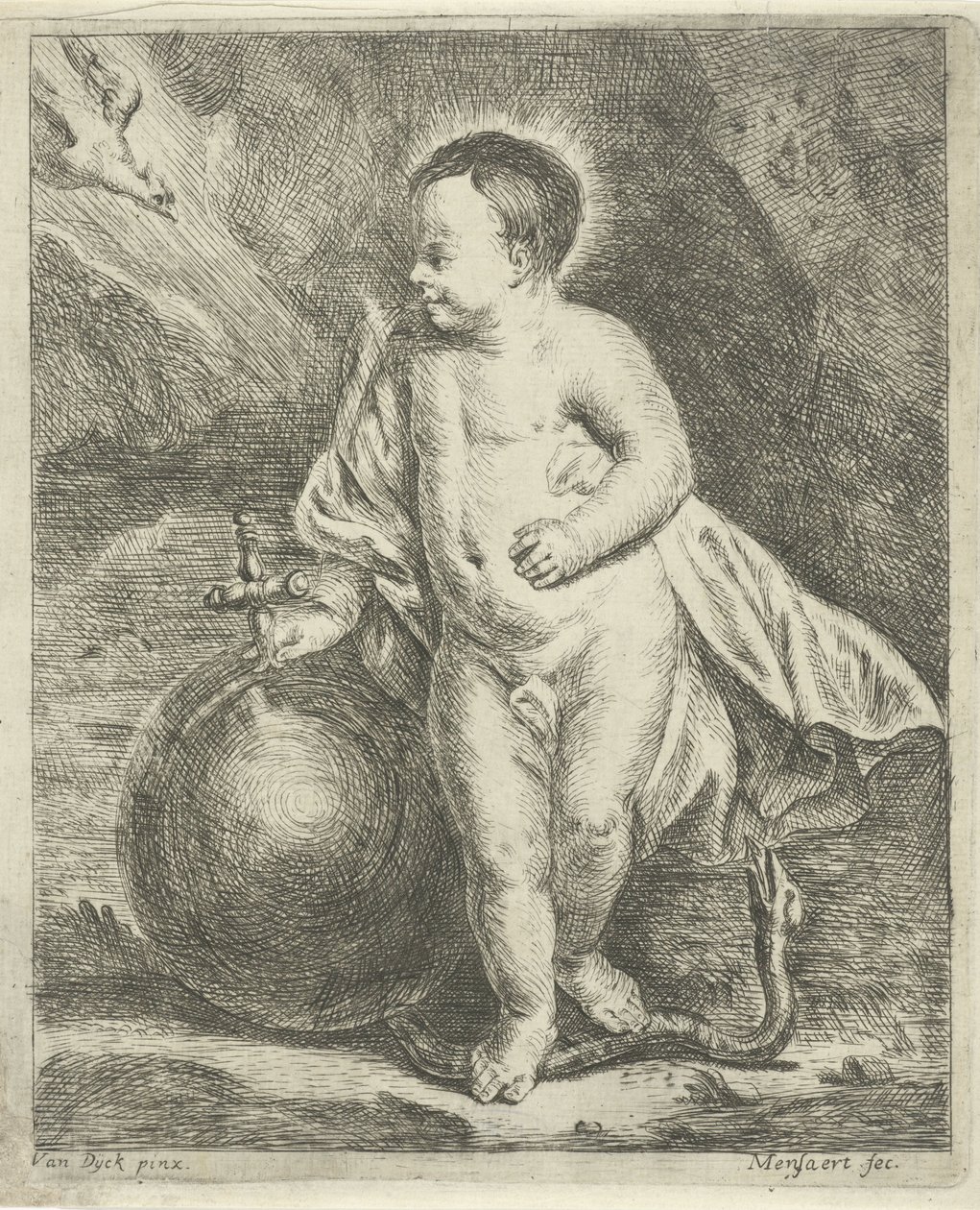 Enfant Jésus avec un globe et un serpent - Guillaume Pierre Mensaert