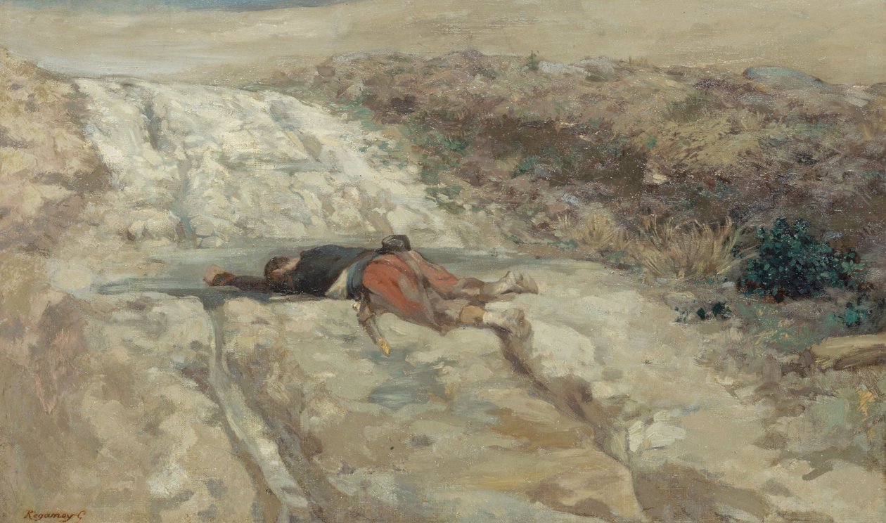 Scène de la guerre de 1870 : soldat mort sur un champ de bataille, vers 1870 - Guillaume Regamey