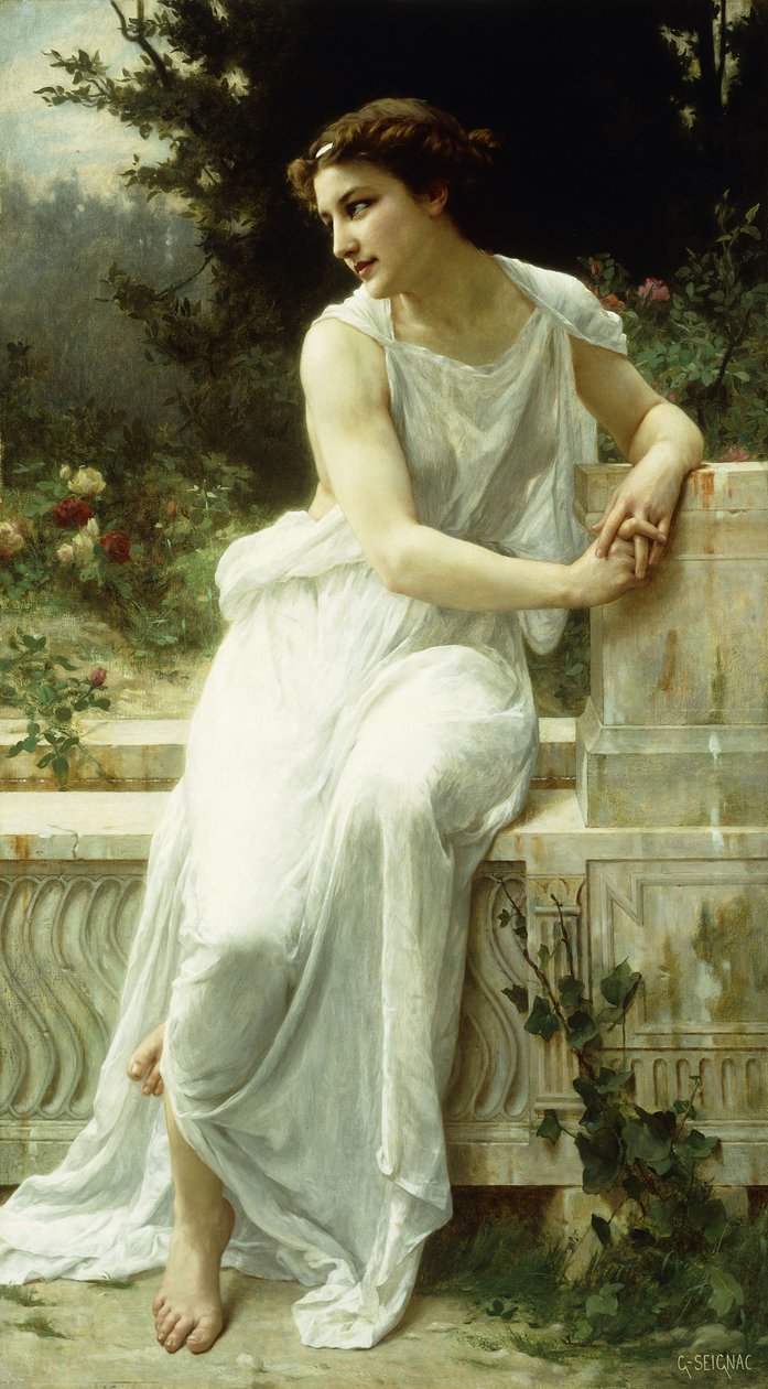 Jeune fille de Pompéi dans un jardin - Guillaume Seignac