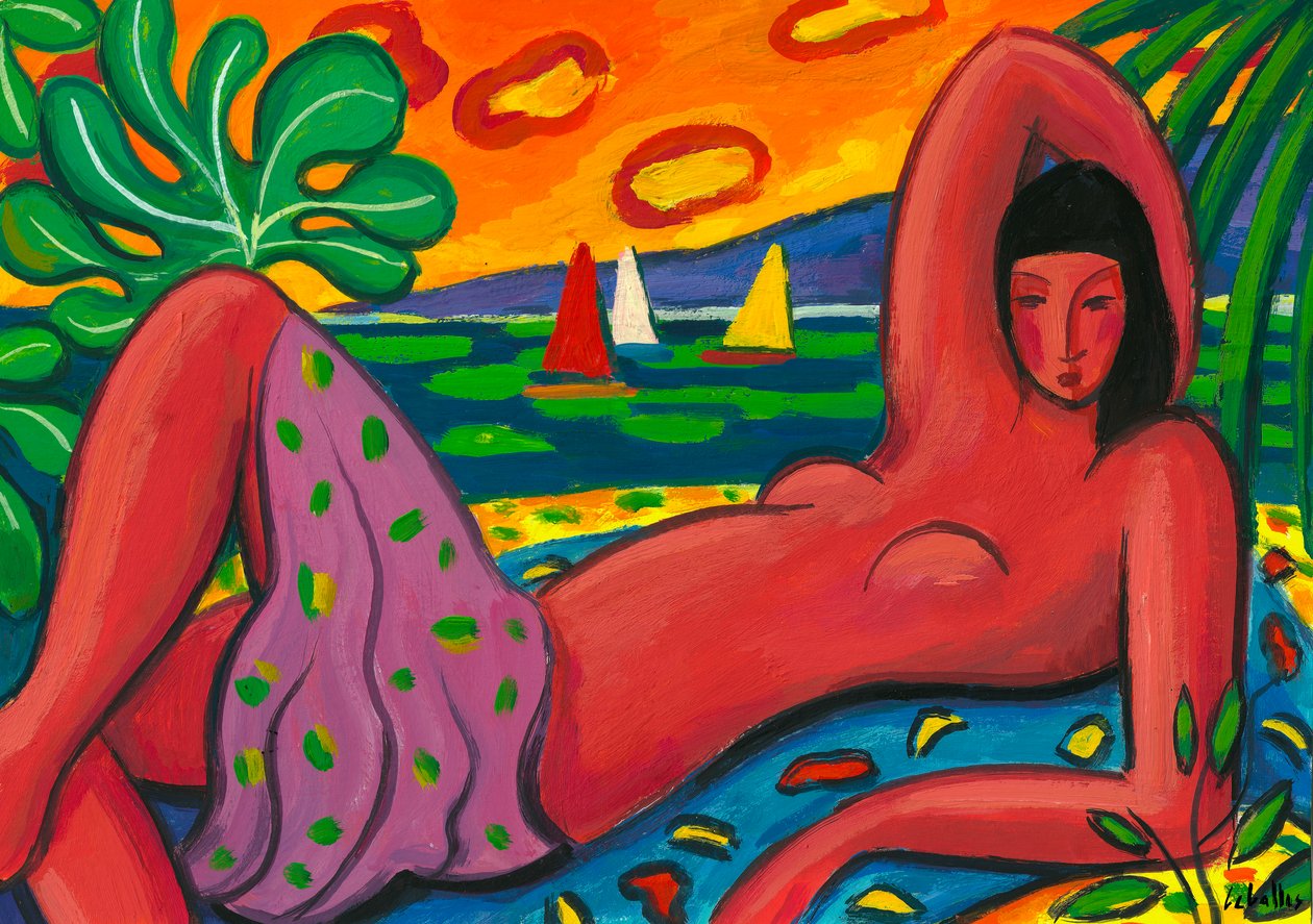 Nu sur la plage, 2011 (gouache sur papier) - Guillermo Martí Ceballos