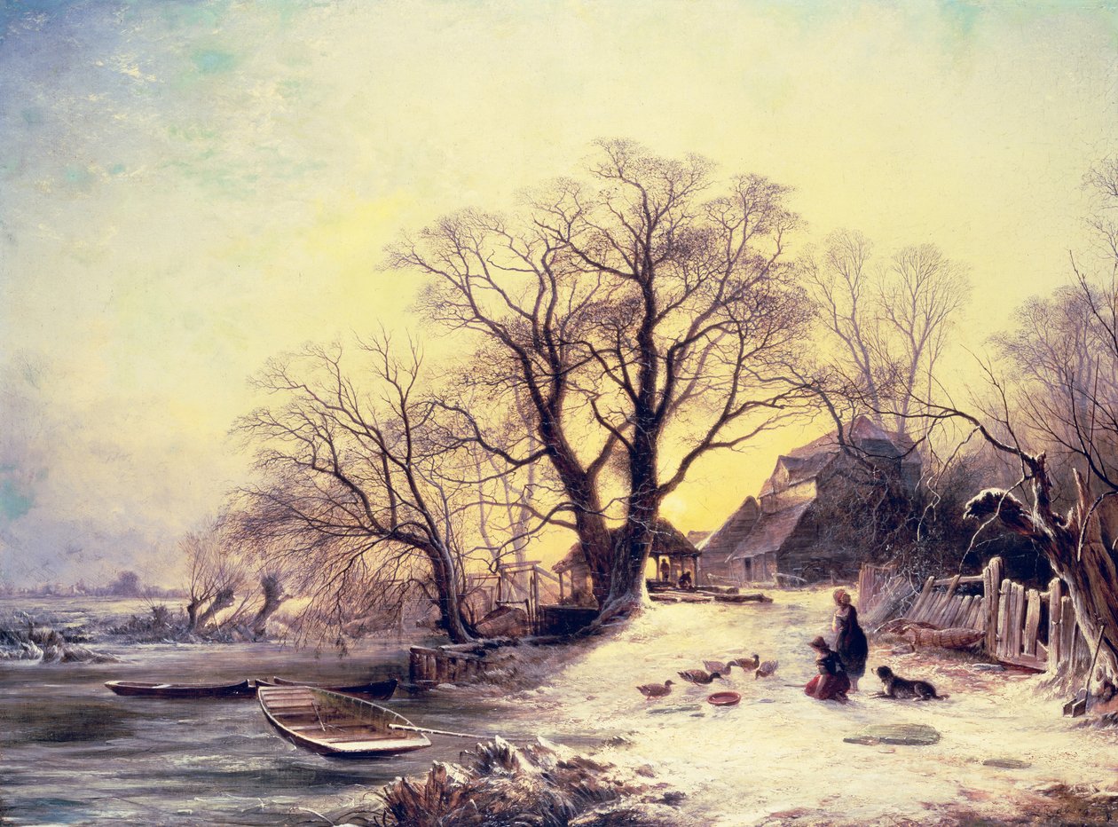 Figures devant un cottage en hiver - Gustaf Fredrik Rydberg