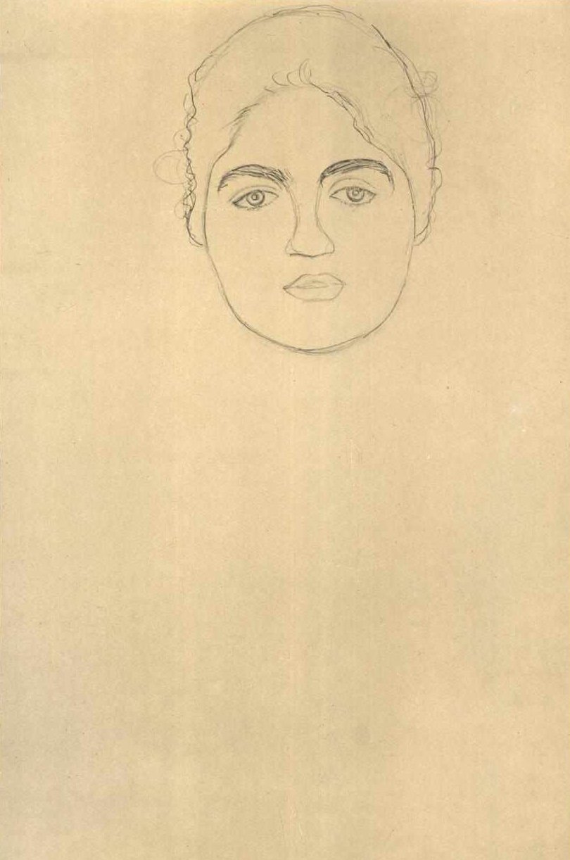 Étude de tête de face - Gustav Klimt