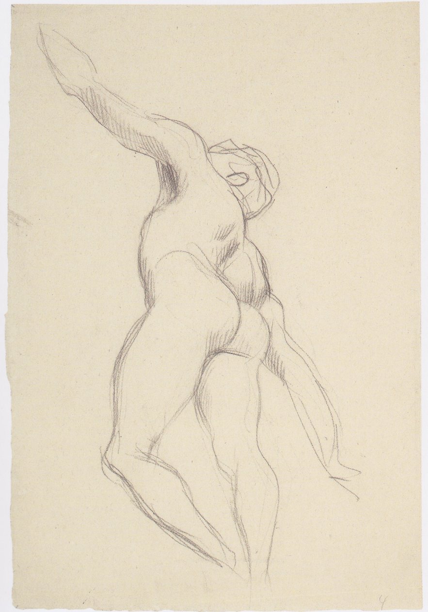 Nu masculin flottant en forte contre-plongée vers le haut à gauche - Gustav Klimt