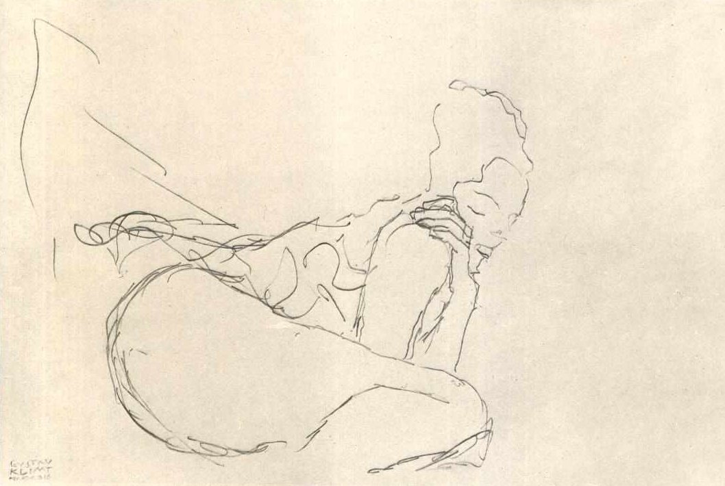 Demi-nu assis vers la droite - Gustav Klimt
